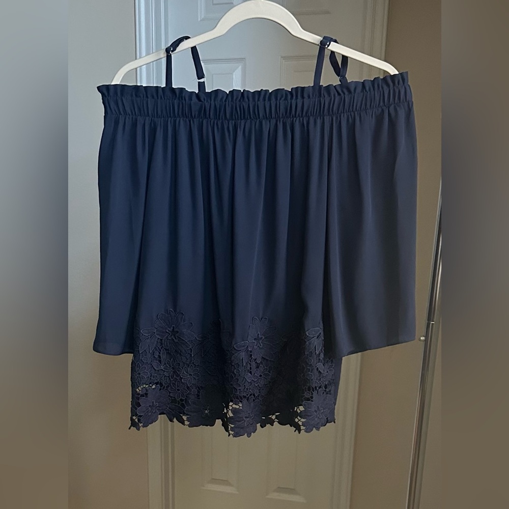 By And By Top With Floral Lace Hem